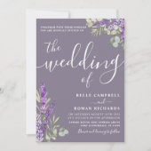 Boho Watercolor Eucalyptus & Lavender Bruiloft Kaart (Voorkant)