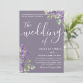 Boho Watercolor Eucalyptus & Lavender Bruiloft Kaart (Staand voorkant)