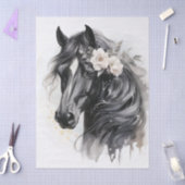 Boho Watercolor Floral Black Horse Tissuepapier (Craft)
