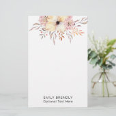 Boho Watercolor Floral Monogram Name Briefpapier (Staand voorkant)
