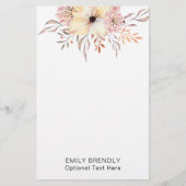 Boho Watercolor Floral Monogram Name Briefpapier (Voorkant)