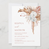Boho Watercolor Flowers Casual Wedding Kaart (Voorkant)