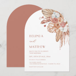 Boho Watercolor Flowers Casual Wedding Kaart