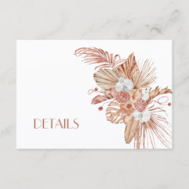 Boho Watercolor Flowers Wedding Details Informatiekaartje
