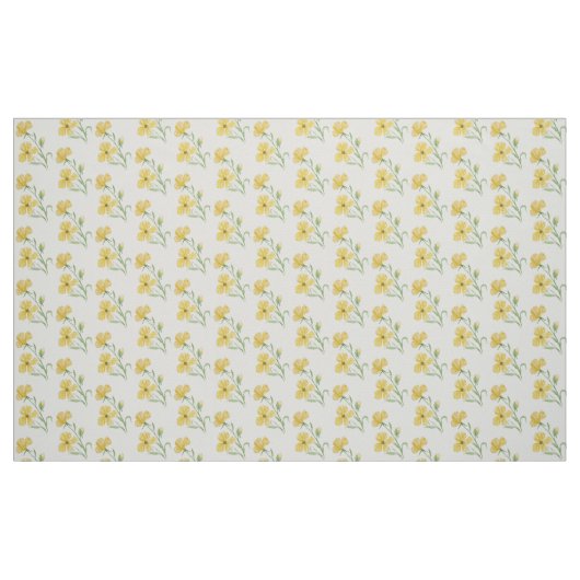 Boho Watercolor Geel Bloemmotief Stof (Fat Quarter)