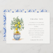 Boho Watercolor Geel Citroenboom Bruidsdouche Bedankkaart (Voorkant / Achterkant)