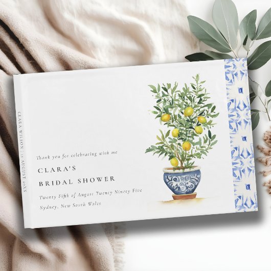 Boho Watercolor Geel Citroenboom Bruidsdouche Gastenboek