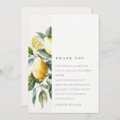 Boho Watercolor Gele Citroen Tuin Bruiloftsfeest Bedankkaart (Voorkant / Achterkant)