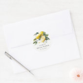 Boho Watercolor Gele Limoen Tuin Bruiloft Feest Ronde Sticker (Envelop)