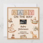 Boho Watercolor Gender Neutral Digital Pregnancy Aankondiging (Voorkant)