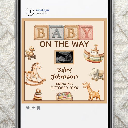 Boho Watercolor Gender Neutral Digital Pregnancy Aankondiging