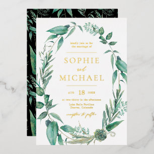Boho Watercolor Groenery en Succulenten Bruiloft Folie Uitnodiging