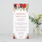 Boho Watercolor Herfst Bloemen Bruiloftsmenu Menu (Staand voorkant)