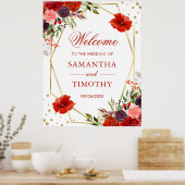 Boho Watercolor Herfst Bloemen Gouden Frame Bruilo Poster (Keuken)