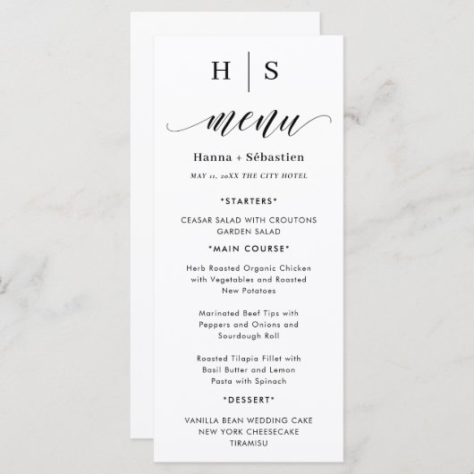 Boho Watercolor Herfst Bloemen Menu (Voorkant / Achterkant)