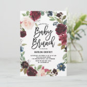 Boho Watercolor Herfst Krans Baby Brunch Kaart (Staand voorkant)