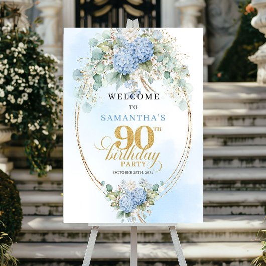 Boho Watercolor Hortensia's 90ste verjaardag welko Poster