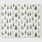 Boho Watercolor Kerst Compositie Kaart Cadeaupapier (Vlak)