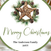 Boho Watercolor Kerst Krans Cadeau Sticker