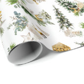 Boho Watercolor Kerstcompositie Kaart Cadeaupapier (Rol Hoek)