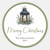 Boho Watercolor Kerstlantaarn Moderne Sticker (Voorkant)