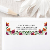 Boho Watercolor Klaproos Bloemen Bruiloft Retourad Etiket (Insitu)