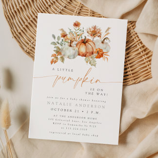 Boho Watercolor Kleine Pompoen Herfst Baby Shower Kaart