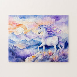 Boho Watercolor Krachtige Eenhoorn Staande Op Neve Legpuzzel