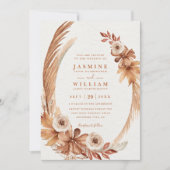 Boho Watercolor Krans Elegante QR Code Trouwen Kaart (Voorkant)
