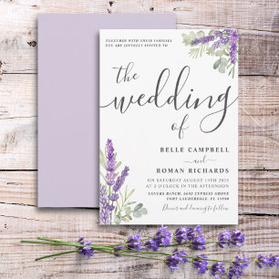 Boho Watercolor Lavendel Bloemen Bruiloft Kaart