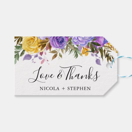 Boho Watercolor Lente Bloemen Bruiloft Cadeaulabel (Voorkant (Horizontaal))