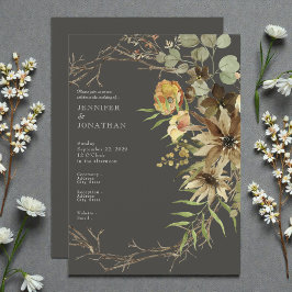 Boho Watercolor Neutrale Kleuren Trouw Uitnodiging