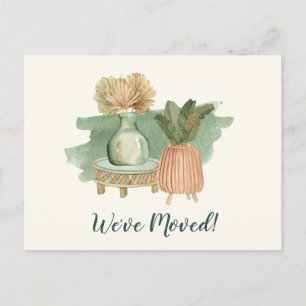 Boho Watercolor Planten Verhuisd Nieuw Adres Briefkaart