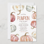 Boho Watercolor Pompoen Baby Shower Kaart (Voorkant)