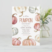 Boho Watercolor Pompoen Baby Shower Kaart (Staand voorkant)