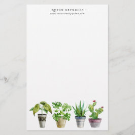 Boho Watercolor Potted Plant | Monogram Briefpapie Briefpapier