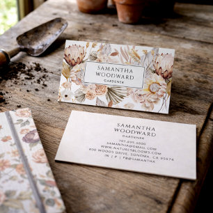 Boho Watercolor Protea Wildebloem Tuinier Visitekaartje