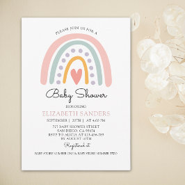 Boho Watercolor Rainbow Baby Shower Girl Kaart