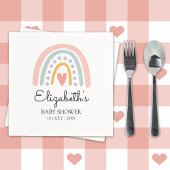 Boho Watercolor Rainbow Baby Shower Girl Servet