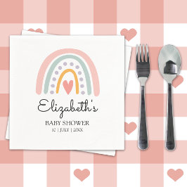 Boho Watercolor Rainbow Baby Shower Girl Servet