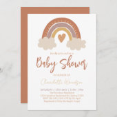 Boho Watercolor Rainbow Baby Shower Kaart (Voorkant / Achterkant)