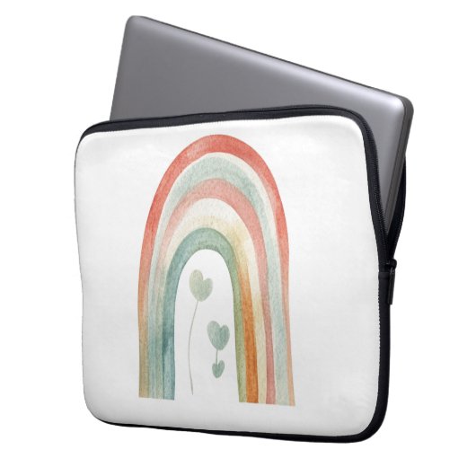 Boho Watercolor Rainbow Laptop Sleeve (Voorkant Links)
