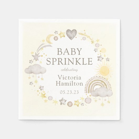Boho Watercolor Regenboog Baby Feestje Servet (Voorkant)