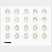 Boho Watercolor Regenboog Baby Shower Ronde Sticker (Vel)