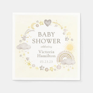 Boho Watercolor Regenboog Baby Shower Servet