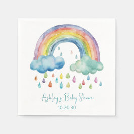 Boho Watercolor Regenboog Baby Shower Servet