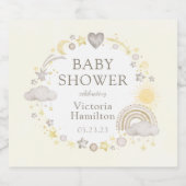 Boho Watercolor Regenboog Baby Shower Sparkling Wijnetiket (Enkel label)