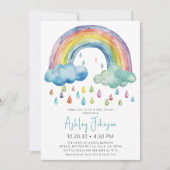 Boho Watercolor Regenboog Baby Shower Uitnodiging (Voorkant)