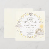 Boho Watercolor Regenboog Baby Sprinkle Kaart (Voorkant / Achterkant)