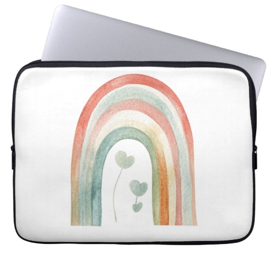 Boho Watercolor Regenboog Laptop Sleeve (Voorkant)